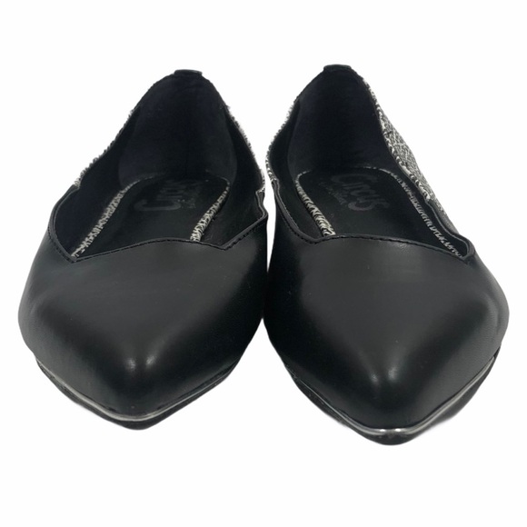 Circus by Sam Edelman Ellissa Pointed Toe Flat 7.5 Crackle Print Black White - Picture 3 of 12